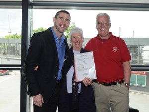 Dave Harrold with Martin Keown and Jill