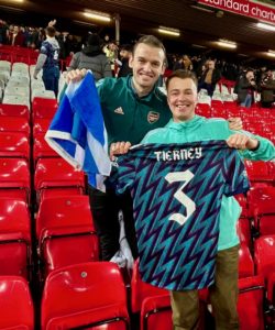 Two Gooners with KT's shirt and Scotland Flag